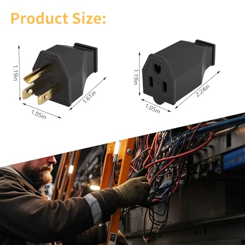 STARELO Extension Cord Ends 125V 15A 2Pole 3Wire Male Plug and Female Connector Straight Blade Plug Replacement Electrical Extension Cord End(Male & Female 5 Set) - Image 4
