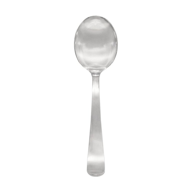 Party Essentials Disposable Plastic CutleryHeavyDuty FlatwareSilverware for All Events 50Count Shiny Silver Soup Spoons