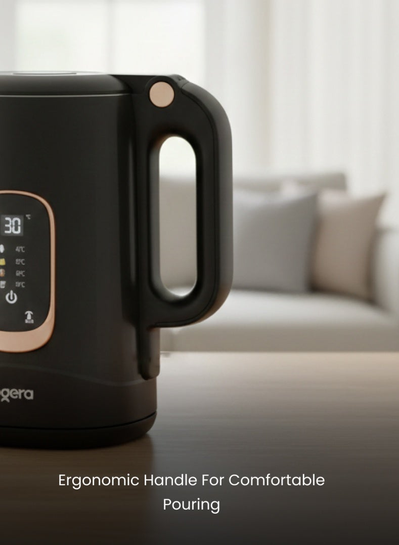 أوجيرا غلاية كهربائية بسعة 1.8 لتر مع شاشة رقمية لدرجة الحرارة | لوحة تحكم باللمس | جسم داخلي من الفولاذ المقاوم للصدأ | تقنية الغليان السريع | إيقاف تلقائي وحماية من الغليان الجاف - Image 5