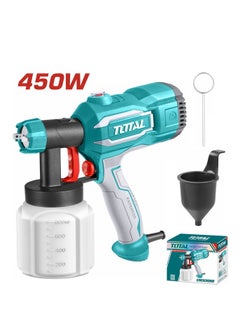TOTAL 450W Spray Gun – High-Performance Paint Sprayer for Home & DIY, 800ml Container, Max Flow 550ml/min, Adjustable Viscosity, Includes Viscosity Measuring Cup & Nozzle Cleaning Needle