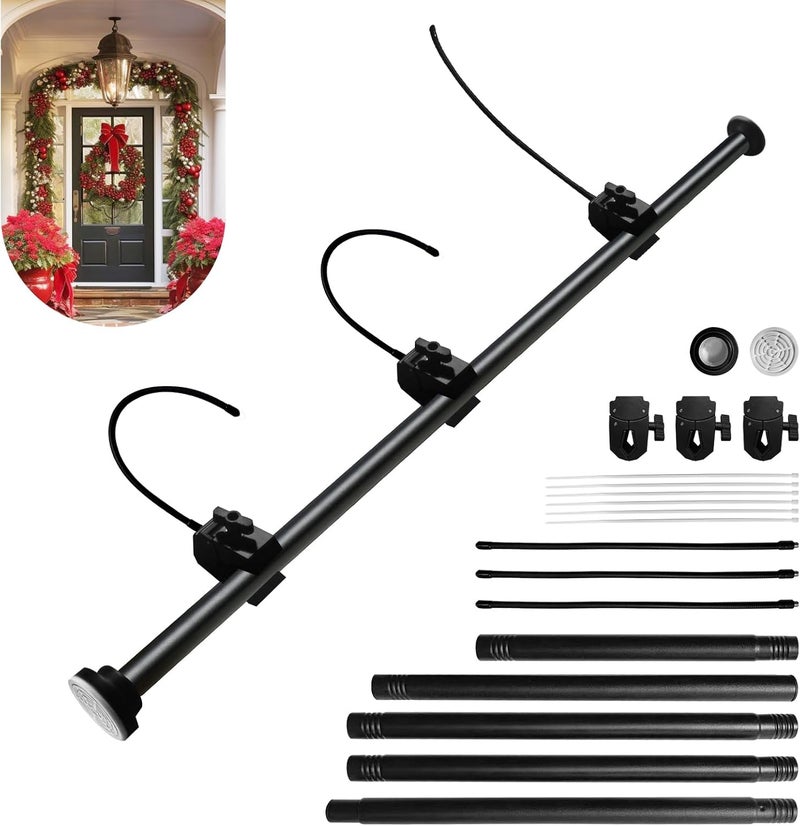 Docaharbour Garland Hanger for Front Door Frame, Adjustable 19"- 80" Heavy-Duty Garland Holder for Door Frame Christmas & Halloween Decorations, Wreaths, Lights, No-Drill, Damage-Free - Image 1