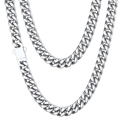 ChainsHouse Stainless Steel Mens Cuban Link Chain, Miami Cuban Chain Necklace for Men, 7mm Wide Hip Hop Mens Jewelry, 20" - Image 1