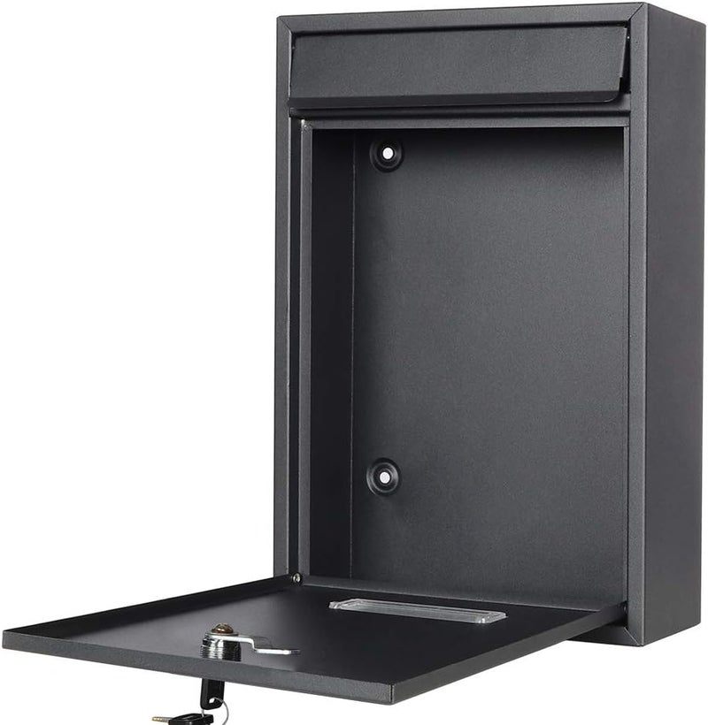 Decaller Wall Mounted Mailboxes with Rust-Proof Cover, Outdoor Key Locking Mail Box, 12 3/5" x 8 1/2" x 3 2/5", Black - Image 3