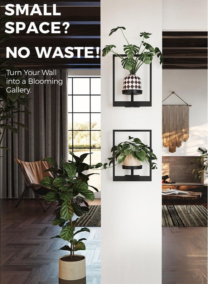 Forthcan Metal Wall Mounted Plant Stand, Indoor Wall Decor Plant Hanger, Hanging Plant Holder for Living Room Balcony Outdoor Garden Planters Rack - Image 3