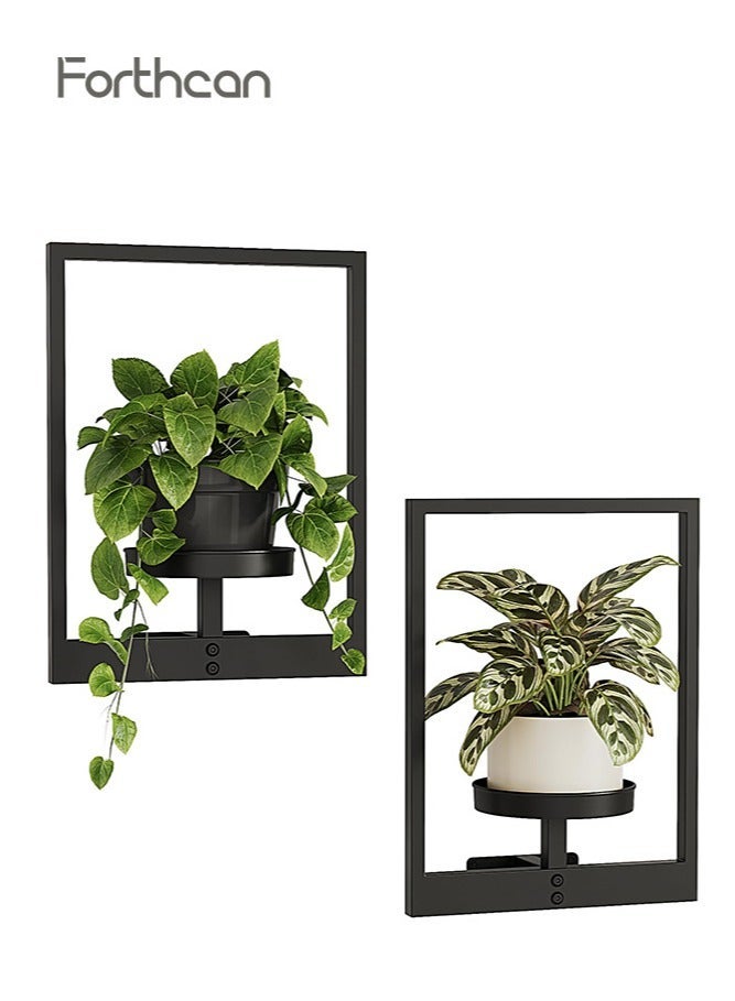 Forthcan Metal Wall Mounted Plant Stand, Indoor Wall Decor Plant Hanger, Hanging Plant Holder for Living Room Balcony Outdoor Garden Planters Rack - Image 1