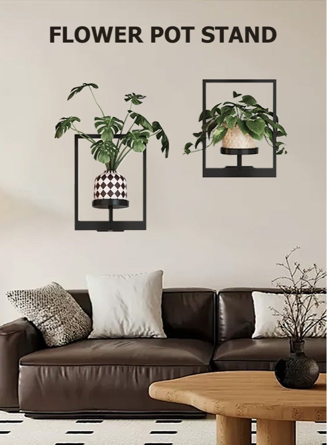 Forthcan Metal Wall Mounted Plant Stand, Indoor Wall Decor Plant Hanger, Hanging Plant Holder for Living Room Balcony Outdoor Garden Planters Rack - Image 4