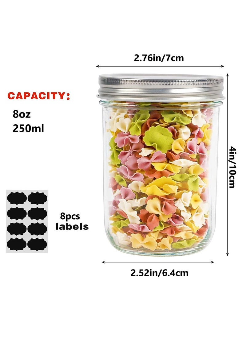 Home zone - 8oz Wide Mouth Jars [6 Pack] Glass Canning Jars With Metal Airtight Lids for Canning Fermenting Pickling Overnight Oats Jam - Image 1