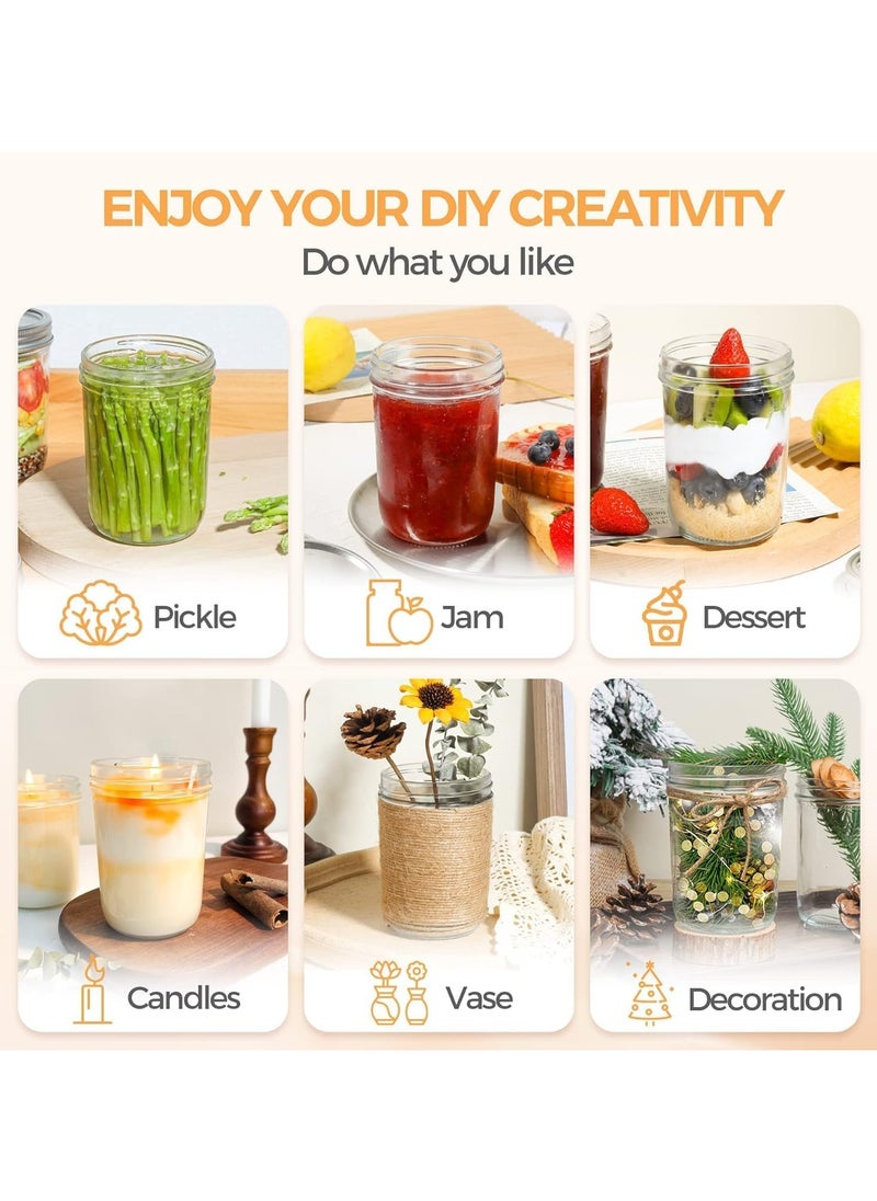 Home zone - 8oz Wide Mouth Jars [6 Pack] Glass Canning Jars With Metal Airtight Lids for Canning Fermenting Pickling Overnight Oats Jam - Image 1