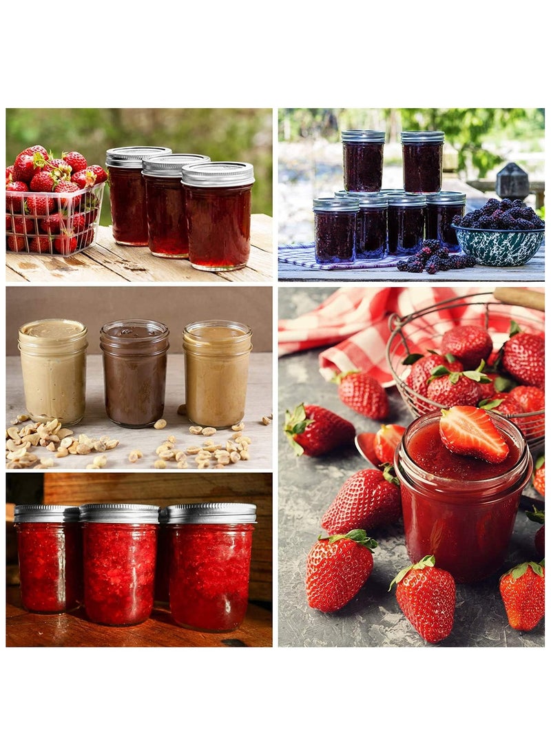 Home zone - 8oz Wide Mouth Jars [6 Pack] Glass Canning Jars With Metal Airtight Lids for Canning Fermenting Pickling Overnight Oats Jam - Image 1
