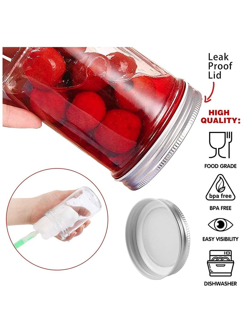 HOME ZONE 8oz Wide Mouth Jars [6 Pack] Glass Canning Jars With Metal Airtight Lids for Canning Fermenting Pickling Overnight Oats Jam - Image 4