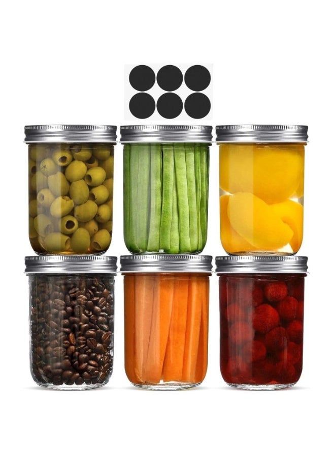 HOME ZONE 8oz Wide Mouth Jars [6 Pack] Glass Canning Jars With Metal Airtight Lids for Canning Fermenting Pickling Overnight Oats Jam - Image 1