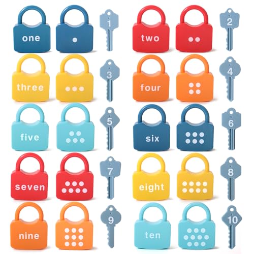 Dinhon Kids Learning Locks with Keys Numbers Matching Counting Montessori Educational Toys for Ages 3 4 5 Boys and Girls Preschool Games Gifts - Image 5