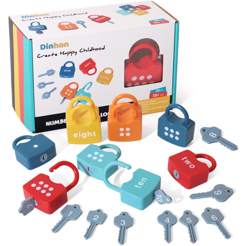 Dinhon Kids Learning Locks with Keys Numbers Matching Counting Montessori Educational Toys for Ages 3 4 5 Boys and Girls Preschool Games Gifts - Image 4