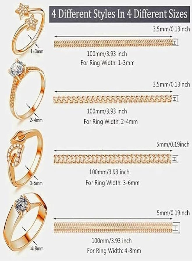 Veemok Ring Size Adjuster for Loose Rings – 4 Pcs Clear Spiral Ring Resizer Set with 4 Sizes | Soft Silicone Ring Sizer Tightener for Women | Men | Invisible Ring Guard Fit for Loose Rings, Anti-Slip, Comfortable Fit (Gold) - Image 3