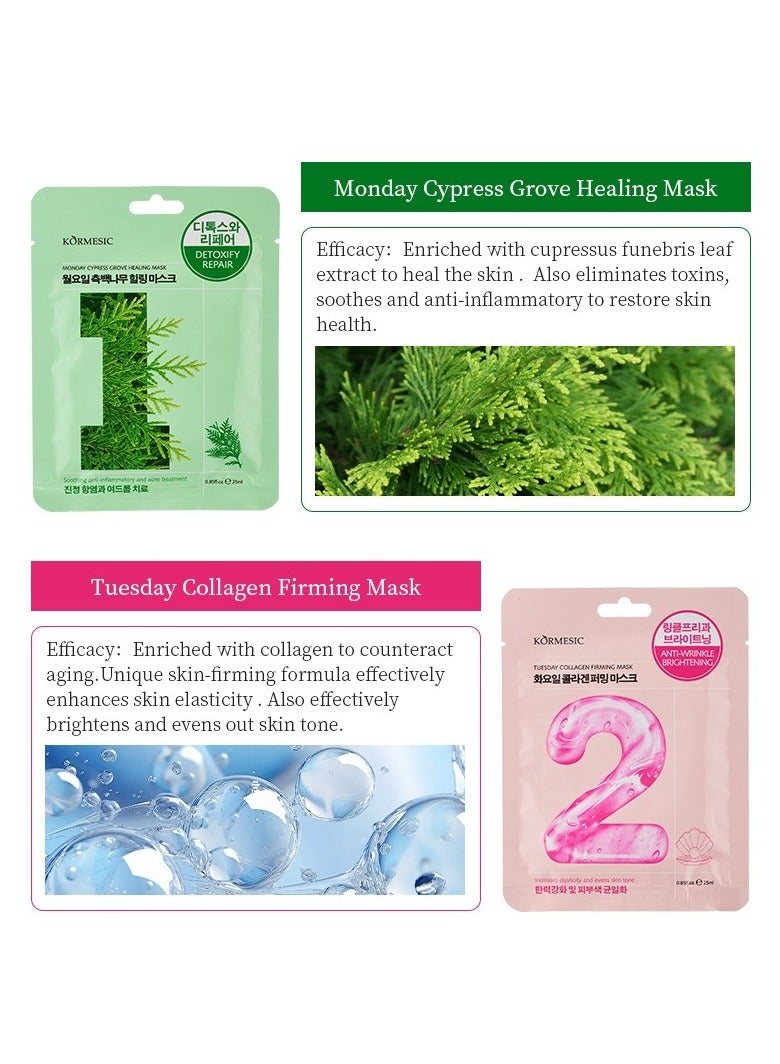 Kormesic 5 packs Monday Facial Mask 25ml - Energizing & Hydrating - Image 2