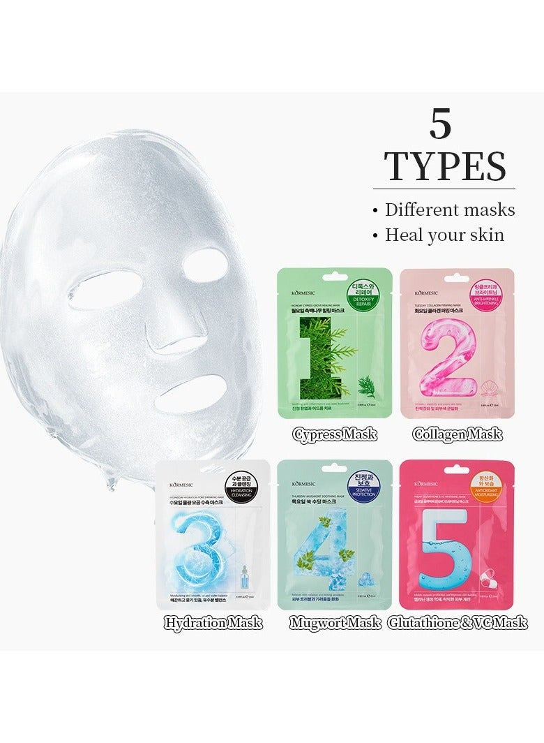 Kormesic 5 packs Monday Facial Mask 25ml - Energizing & Hydrating - Image 3