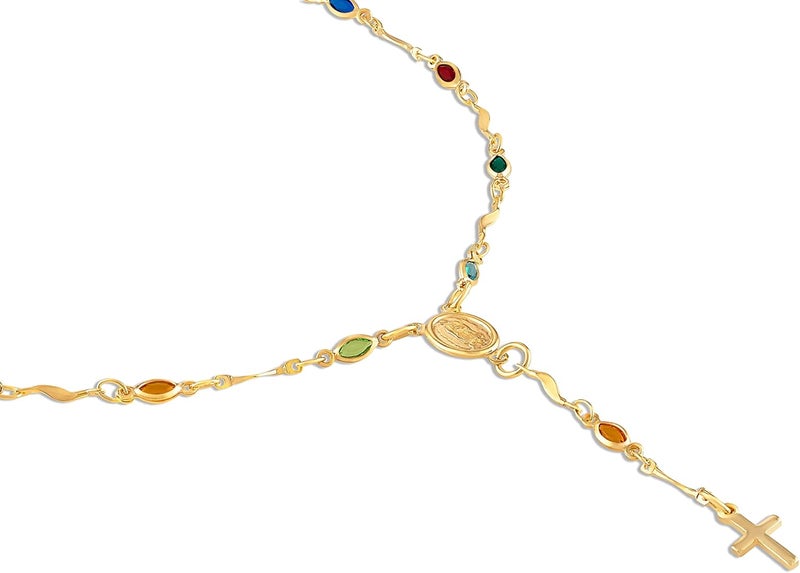 Barzel 18K Gold Plated Multicolor Virgin Mary Necklace - Made In Brazil - Image 4