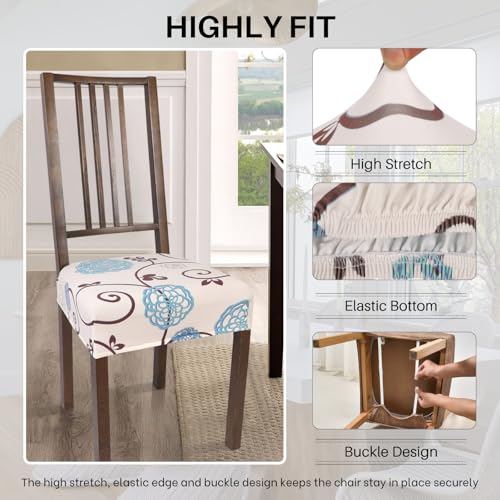 SearchI Stretch Dining Chair Seat Covers Set of 4 Soft Removable Washable Seat Covers for Dining Chairs Dining Room Seat Cover Protector RearCovered Ball Flower - Image 3