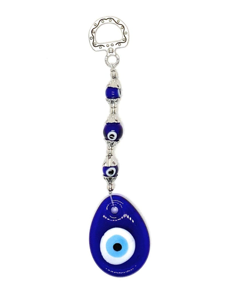 LUCKBOOSTIUM Evil Eye Keychain and Pendant Blue Hanging Evil Eye Beads for Good Luck Divine Protection Decorative Rear View Mirror Accessories Wall Decor Bag Charms Office and Home Ornaments