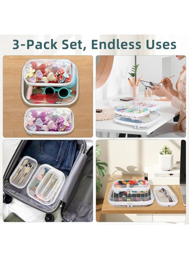 Clear Hard Shell Zipper Cases, PET Plastic Hardshell Pouches for Toiletries, Makeup, Medicine, 3 Pack (2 Small, 1 Medium) - Image 5