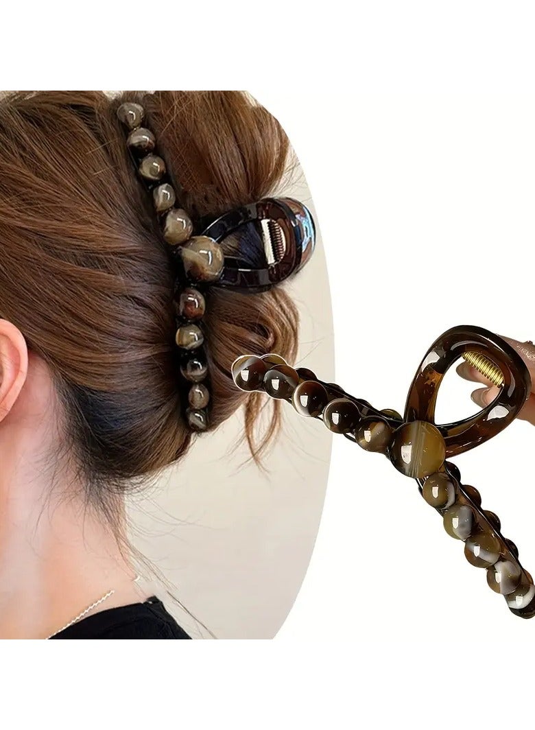 Goolsky مشبك شعر بلاستيكي مطاطي أنيق بتصميم عتيق - مشبك شعر كبير على شكل سمكة قرش بنقشة الفهد، مثالي للشعر الكثيف والطويل، مناسب للأعمار 14 وما فوق، قطعة واحدة مناسبة كهدية - Image 1