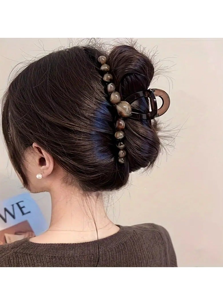 Goolsky مشبك شعر بلاستيكي مطاطي أنيق بتصميم عتيق - مشبك شعر كبير على شكل سمكة قرش بنقشة الفهد، مثالي للشعر الكثيف والطويل، مناسب للأعمار 14 وما فوق، قطعة واحدة مناسبة كهدية - Image 3