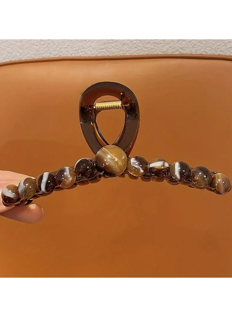 Goolsky مشبك شعر بلاستيكي مطاطي أنيق بتصميم عتيق - مشبك شعر كبير على شكل سمكة قرش بنقشة الفهد، مثالي للشعر الكثيف والطويل، مناسب للأعمار 14 وما فوق، قطعة واحدة مناسبة كهدية - Image 5