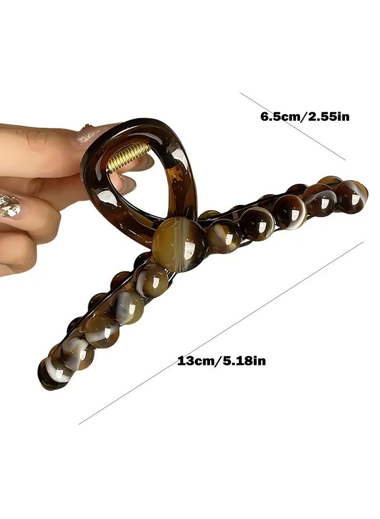 Goolsky مشبك شعر بلاستيكي مطاطي أنيق بتصميم عتيق - مشبك شعر كبير على شكل سمكة قرش بنقشة الفهد، مثالي للشعر الكثيف والطويل، مناسب للأعمار 14 وما فوق، قطعة واحدة مناسبة كهدية - Image 4