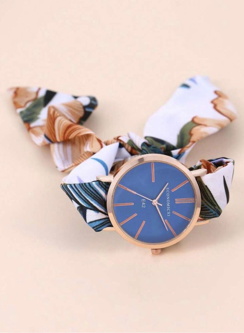 ECONOMICXI Casual Watch For Women With Colored Fabric Strap - Image 2