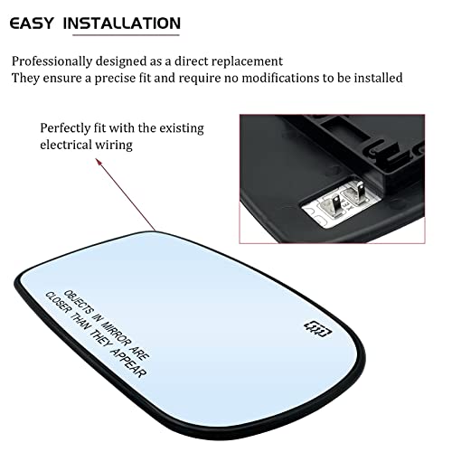 SKARUMMER Passenger Right Side Heated Mirror Glass Replacement for 2011-2021 Chrysler 200 300, Dodge Charger Challenger - Side View Heated Convex Mirror Glass with Rear Holder, Replace 68101146AA - Image 5