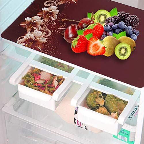 KANUSHI Industries® PVC Fridge Mats Set Of 6 / Refrigerator Mats+1 Pc Fridge cover/Refrigerator cover+2 Fridge/Refrigerator handle cover (FRI-BROWN-BOX+2-HANDLE+M-11-06) - Image 3