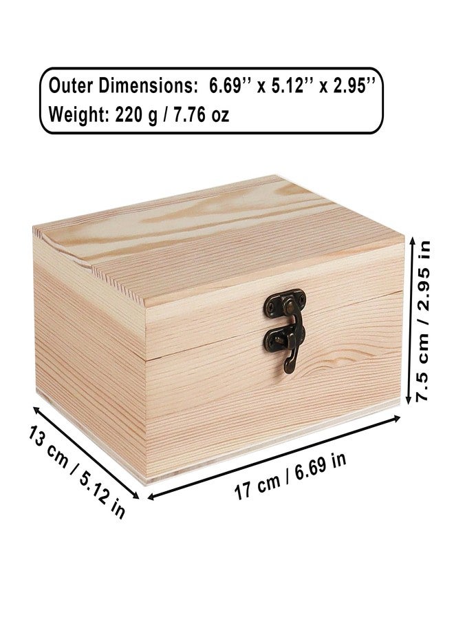 Almagic Small Unfinished Wood Box with Lid 1 Pack - 6.69’’ x 5.12’’ x 2.95’’ Unpainted Pine Wooden Box for Crafts, Jewelry, DIY Painting, Gift Packaging - Lightweight and Warp-Resistant - Image 2