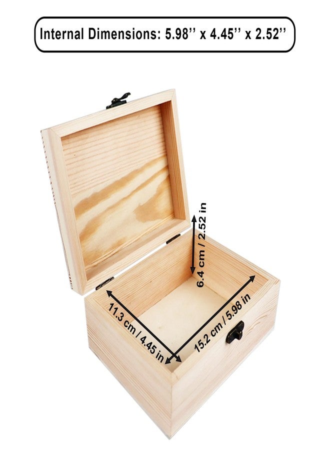 Almagic Small Unfinished Wood Box with Lid 1 Pack - 6.69’’ x 5.12’’ x 2.95’’ Unpainted Pine Wooden Box for Crafts, Jewelry, DIY Painting, Gift Packaging - Lightweight and Warp-Resistant - Image 3