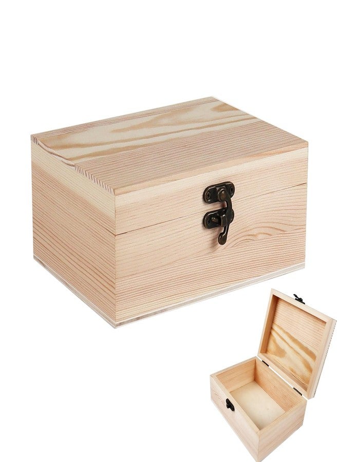 Almagic Small Unfinished Wood Box with Lid 1 Pack - 6.69’’ x 5.12’’ x 2.95’’ Unpainted Pine Wooden Box for Crafts, Jewelry, DIY Painting, Gift Packaging - Lightweight and Warp-Resistant - Image 1