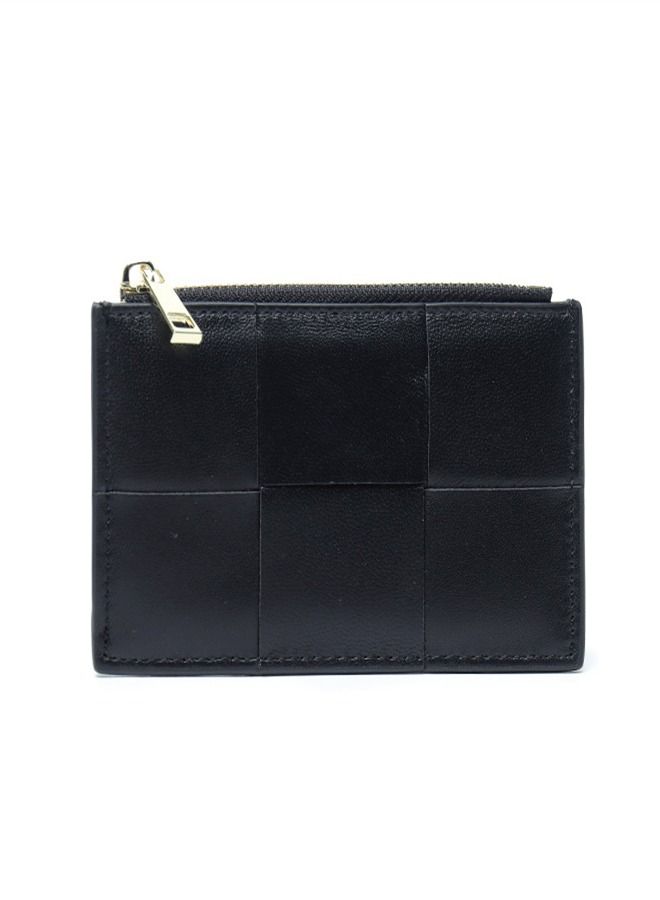 Loquat Leather Hand-Woven Wallet Black  - Image 1