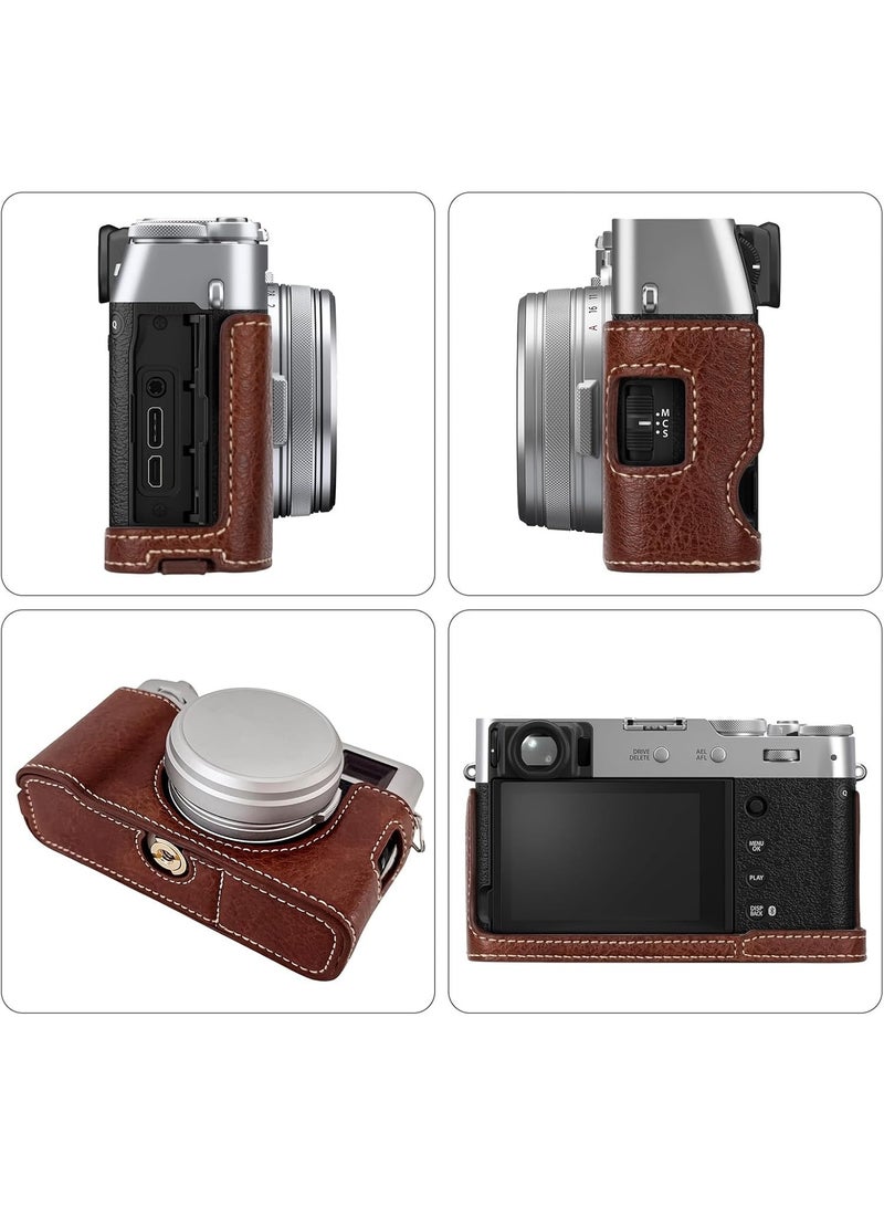 عام حافظة كاميرا Fujifilm X100VI، غطاء نصف جلدي من مادة الPU متوافق مع الكاميرا الرقمية Fujifilm X100VI. - Image 3