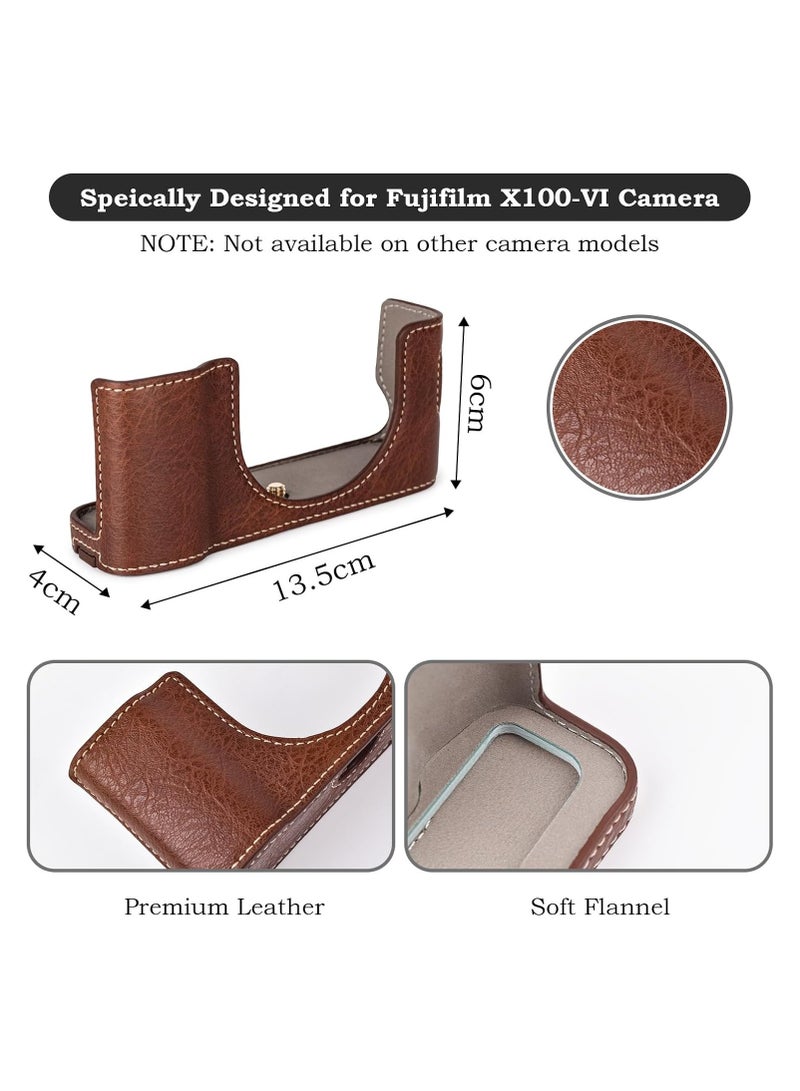 عام حافظة كاميرا Fujifilm X100VI، غطاء نصف جلدي من مادة الPU متوافق مع الكاميرا الرقمية Fujifilm X100VI. - Image 2