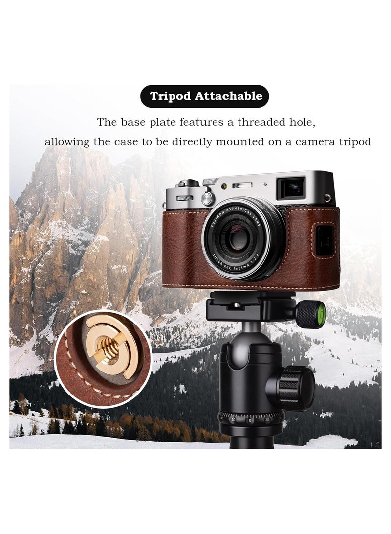 عام حافظة كاميرا Fujifilm X100VI، غطاء نصف جلدي من مادة الPU متوافق مع الكاميرا الرقمية Fujifilm X100VI. - Image 4