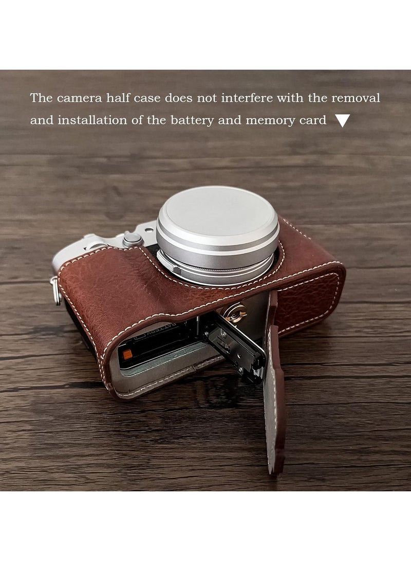 عام حافظة كاميرا Fujifilm X100VI، غطاء نصف جلدي من مادة الPU متوافق مع الكاميرا الرقمية Fujifilm X100VI. - Image 5