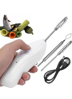 Denx Rechargeable Portable Vegetable Corer, Electric Fish Scale Remover, Multi-function Scraper with 2 Replaceable Cutting Head, Cordless Fruit Corer Sets  - Image 1