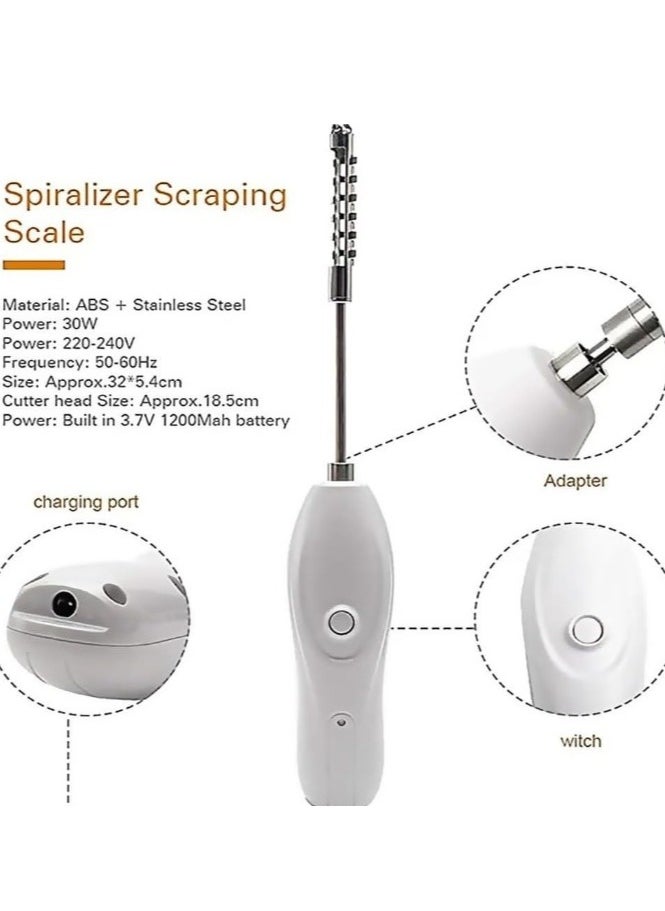 Denx - Rechargeable Portable Vegetable Corer, Electric Fish Scale Remover, Multi-function Scraper with 2 Replaceable Cutting Head, Cordless Fruit Corer Sets - Image 1