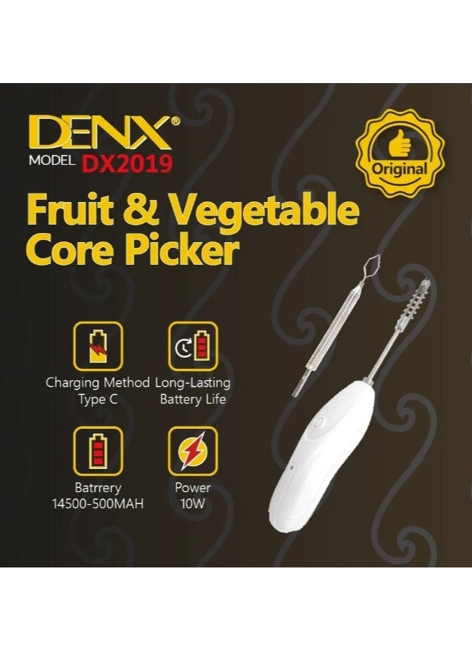 Denx - Rechargeable Portable Vegetable Corer, Electric Fish Scale Remover, Multi-function Scraper with 2 Replaceable Cutting Head, Cordless Fruit Corer Sets - Image 1