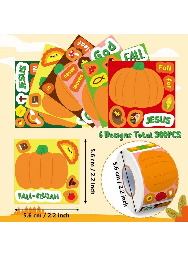 Haooryx 300Pcs Make Your Own Pumpkin Face Scene Sticker Roll, Make A Cartoon Pumpkin Diy Sticker, Mix And Match Fall Theme Pumpkin-Shaped Religious Sticker For Kids Autumn Thanksgiving Party Supply - Image 3