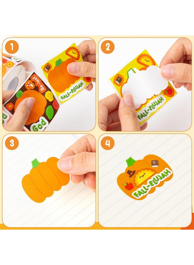 Haooryx 300Pcs Make Your Own Pumpkin Face Scene Sticker Roll, Make A Cartoon Pumpkin Diy Sticker, Mix And Match Fall Theme Pumpkin-Shaped Religious Sticker For Kids Autumn Thanksgiving Party Supply - Image 4