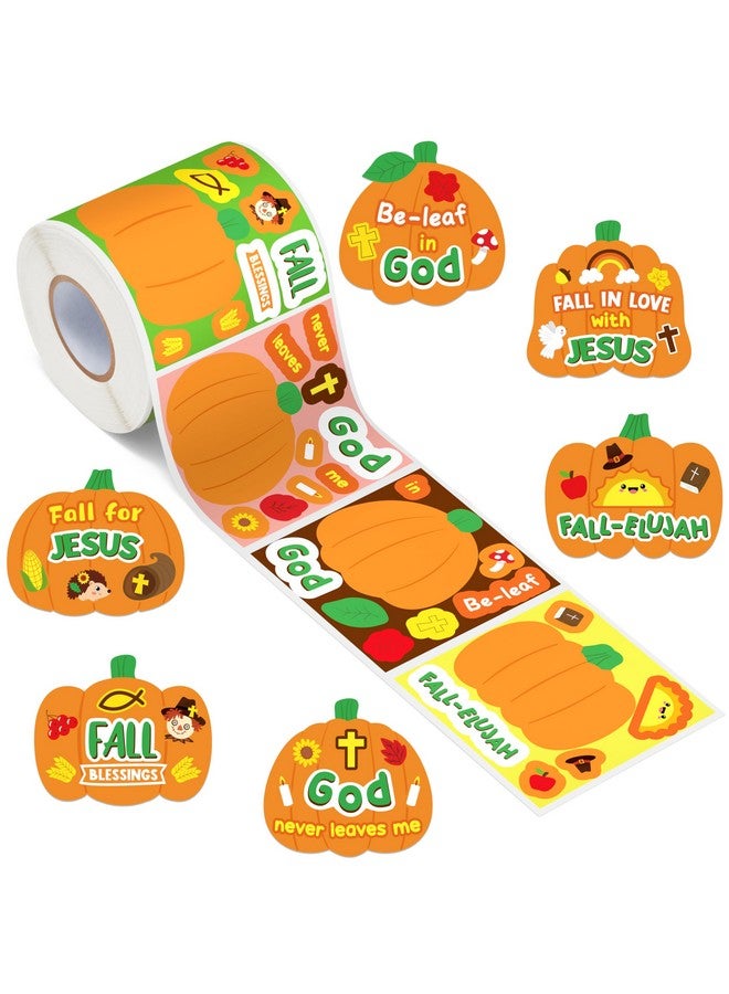 Haooryx 300Pcs Make Your Own Pumpkin Face Scene Sticker Roll, Make A Cartoon Pumpkin Diy Sticker, Mix And Match Fall Theme Pumpkin-Shaped Religious Sticker For Kids Autumn Thanksgiving Party Supply - Image 1
