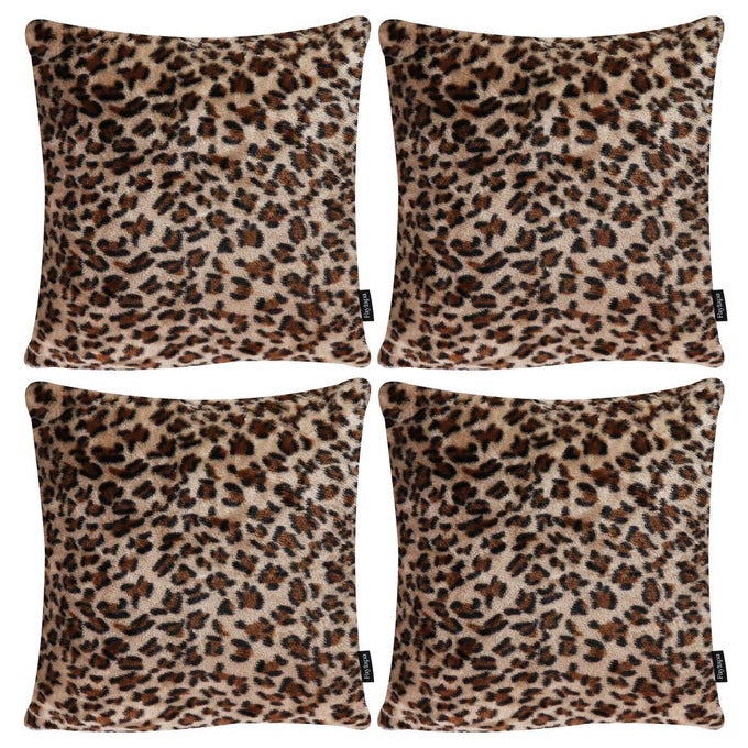 4 PACK SOFT PLUSH LEOPARD PRINT PILLOW COVERSANIMAL THEME PRINT FAUX FUR DECORATIVE THROW PILLOWCASE HOME DECOR CUSHION COVER 2020 INCHES 5050CMCASE ONLY
