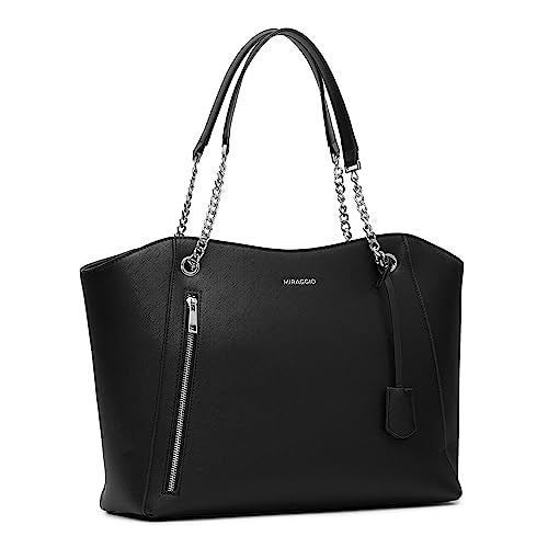Miraggio Dakota Solid Structured Tote Bag for Women | For Office Use, Work | Fits Upto 16" Laptop | Stylish Handbag For Women (Black) - Image 3