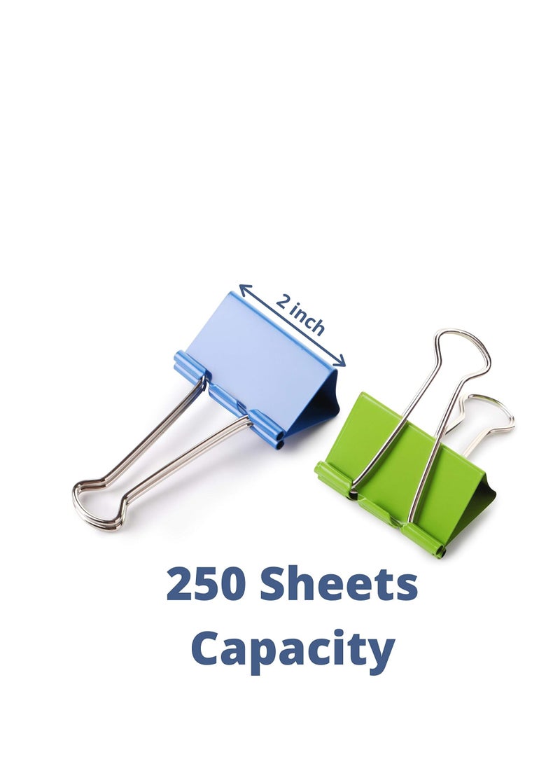 Terabyte Large Binder Clips, 2 Inch, 12 Pack, Assorted Color, Binder Clips Extra Large, Big Binder Clips, Large Paper Clip, Large Paper Clamps, Binder Clamps, Large Binder Clips, Large Clip - Image 3