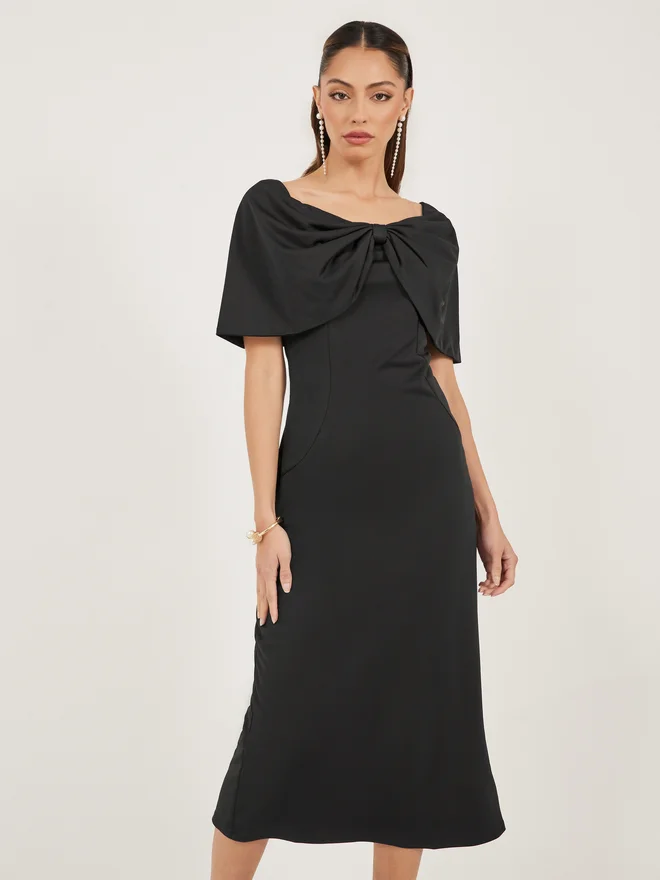 Styli Bow Bodice Midi Dress