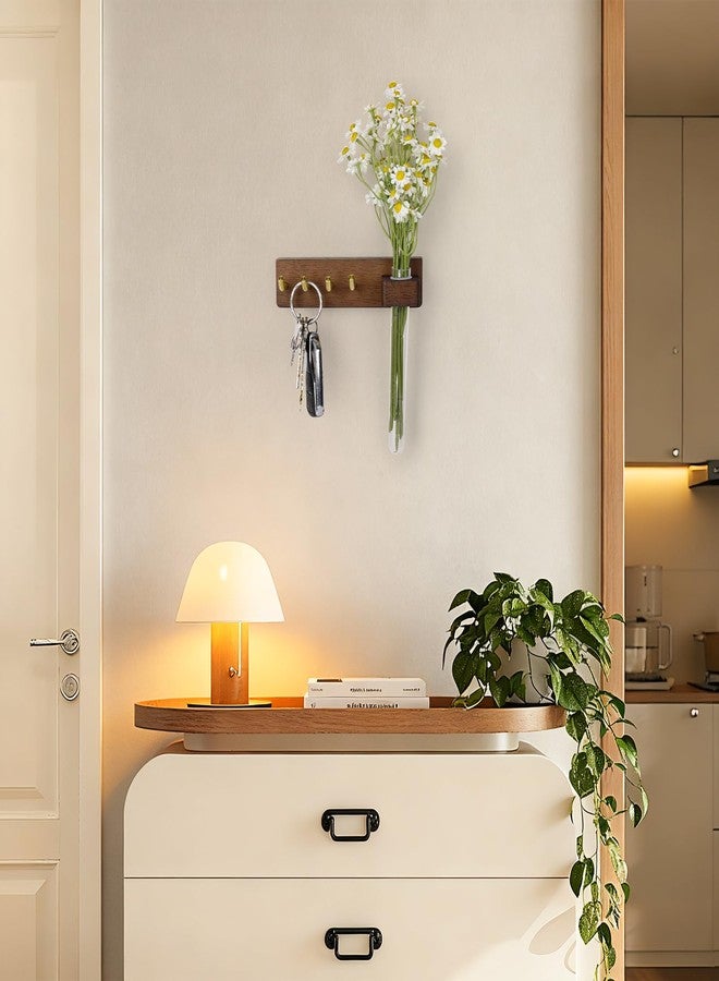 LEIRUOTM Key Holder Wall Mount, Solid Wood Key Holder for Wall with Planter Tube & 4 Brass Hooks, Decorative Renter-Friendly Wall Key Rack Hanger for Entryway Kitchen Living Room Car Keys - Image 5